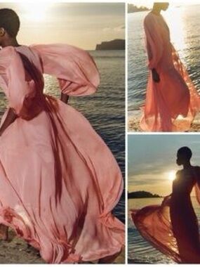 Massimo Dutti Flowing Pink Maxi Dress